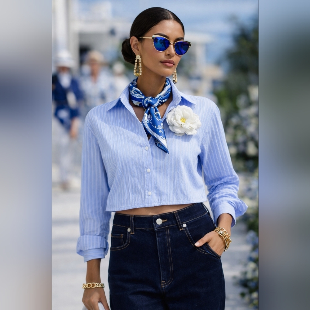 Blue Striped Button-Up Shirt